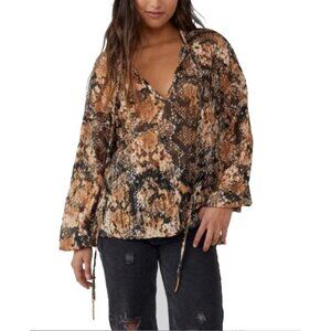 Free People Out For The Night Top Snake Combo Blouse Size S